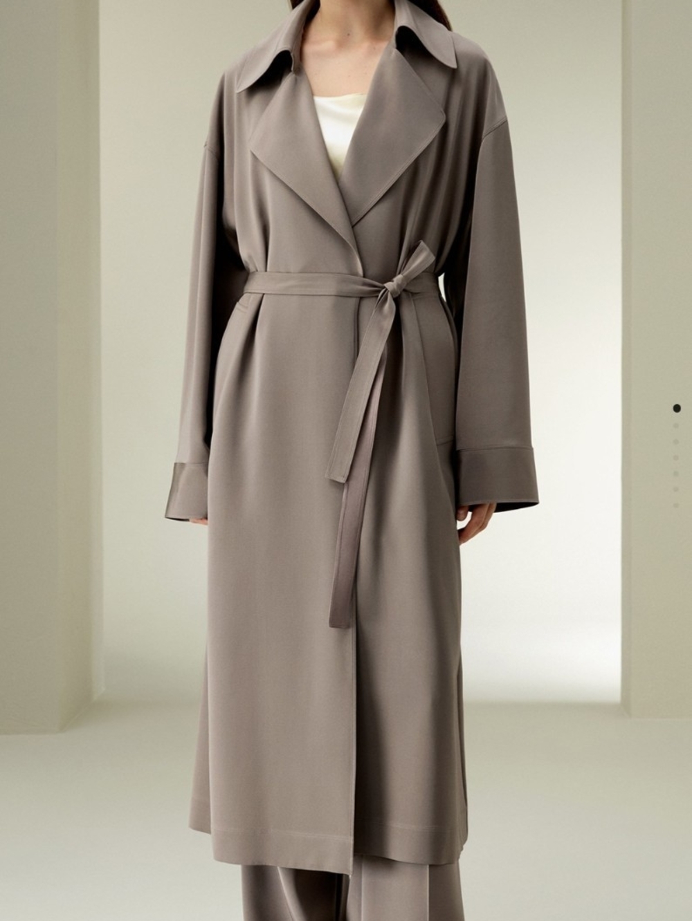 Lilysilk M Women’s Taupe Belted Trench Coat